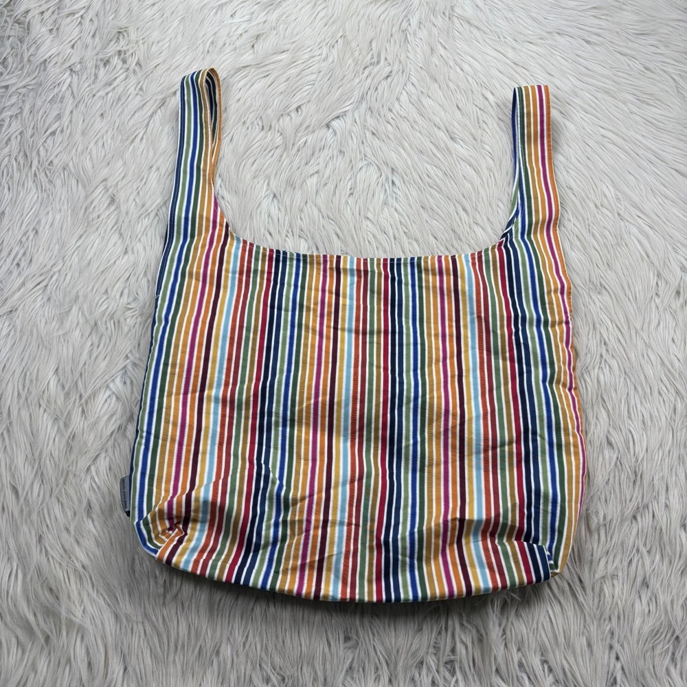 Kokura Shima Shima Japanese Woven Tote Rainbow Stripe 12" x 13 x 4"